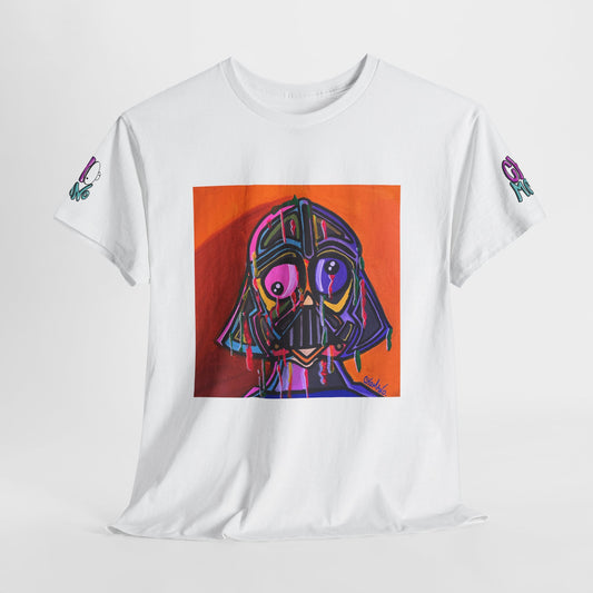 Drenched Vader Neon Art T‑Shirt — Psychedelic Darth Helmet Graphic Tee