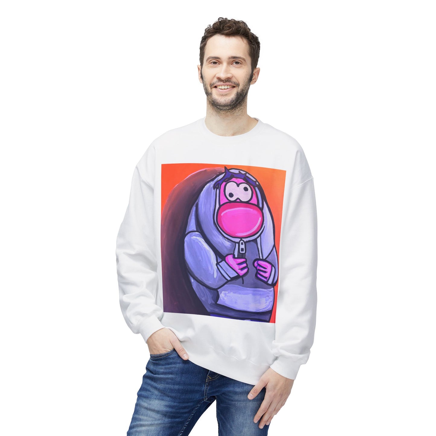 Funny Cartoon Crewneck Sweatshirt for Casual Relaxation
