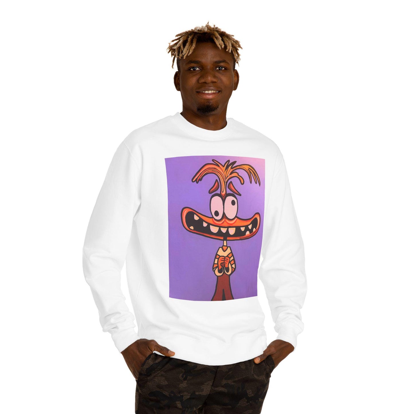 Whimsical Cartoon Sweatshirt - Fun Unisex Crew Neck, Cozy Apparel for Friends, Gift for Birthdays, Halloween, or Everyday Wear