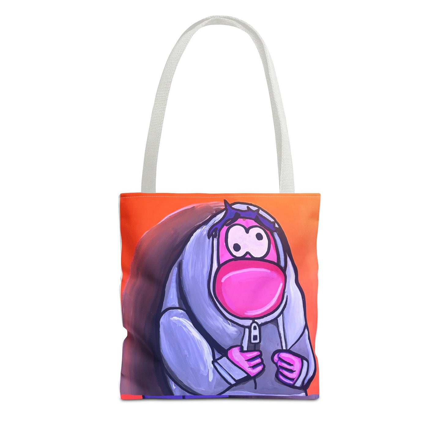 Cute Pink Character Hoodie Tote Bag — Fun Cartoon All-Over Print Tote