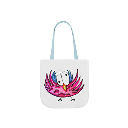 Canvas Tote Bag with Whimsical Pink Bird Design