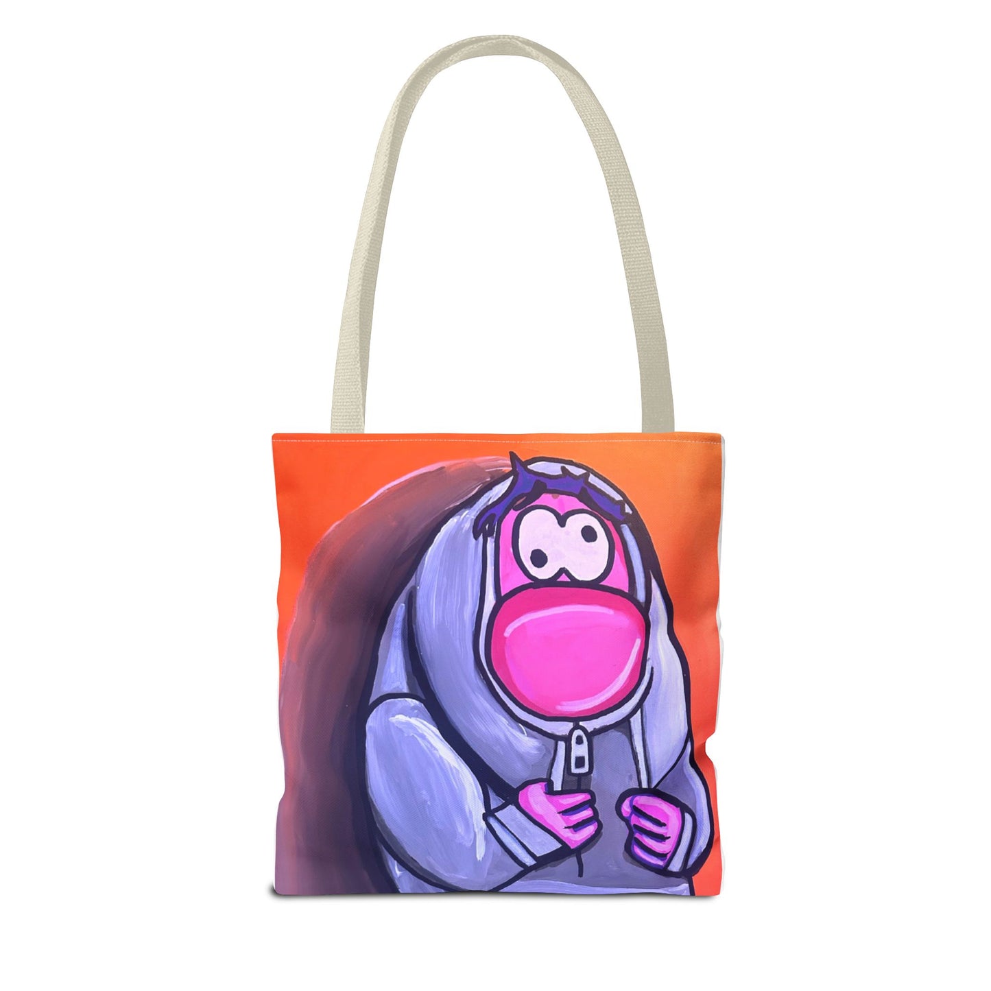 Cute Pink Character Hoodie Tote Bag — Fun Cartoon All-Over Print Tote