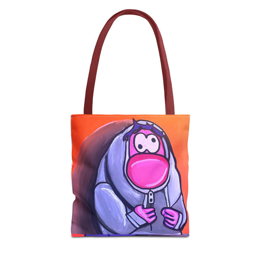 Cute Pink Character Hoodie Tote Bag — Fun Cartoon All-Over Print Tote