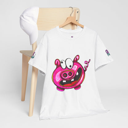 Pink Cartoon Pig T-Shirt — Cute Funny Graphic Tee