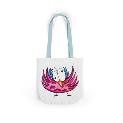 Canvas Tote Bag with Whimsical Pink Bird Design