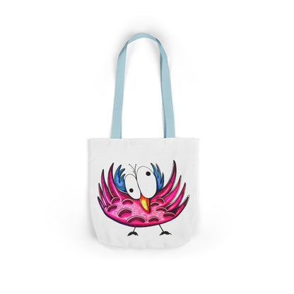 Canvas Tote Bag with Whimsical Pink Bird Design