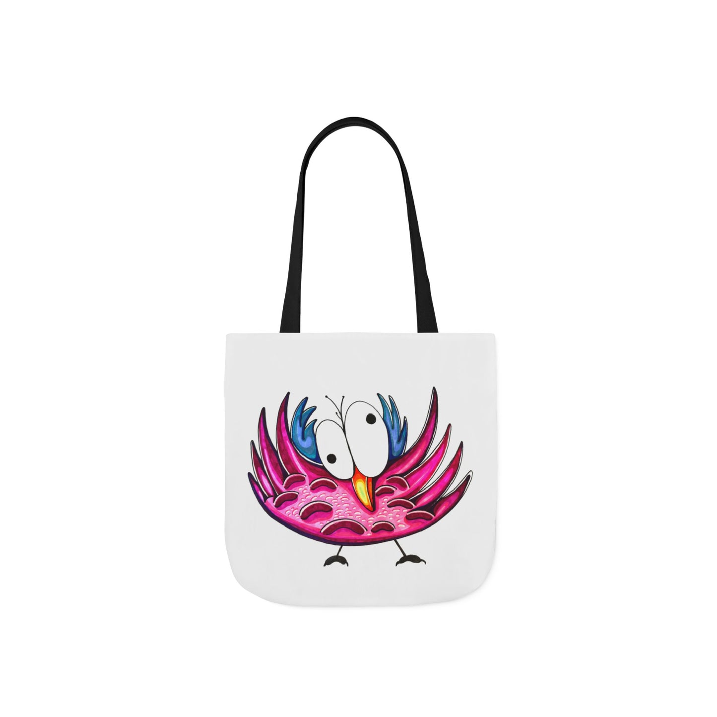 Canvas Tote Bag with Whimsical Pink Bird Design