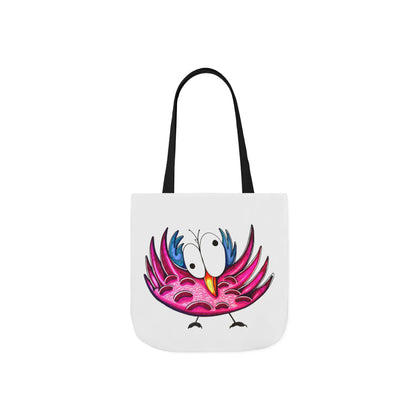Canvas Tote Bag with Whimsical Pink Bird Design