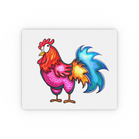 Colorful Rooster Mouse Pad — Bright Farm Animal Desk Mat