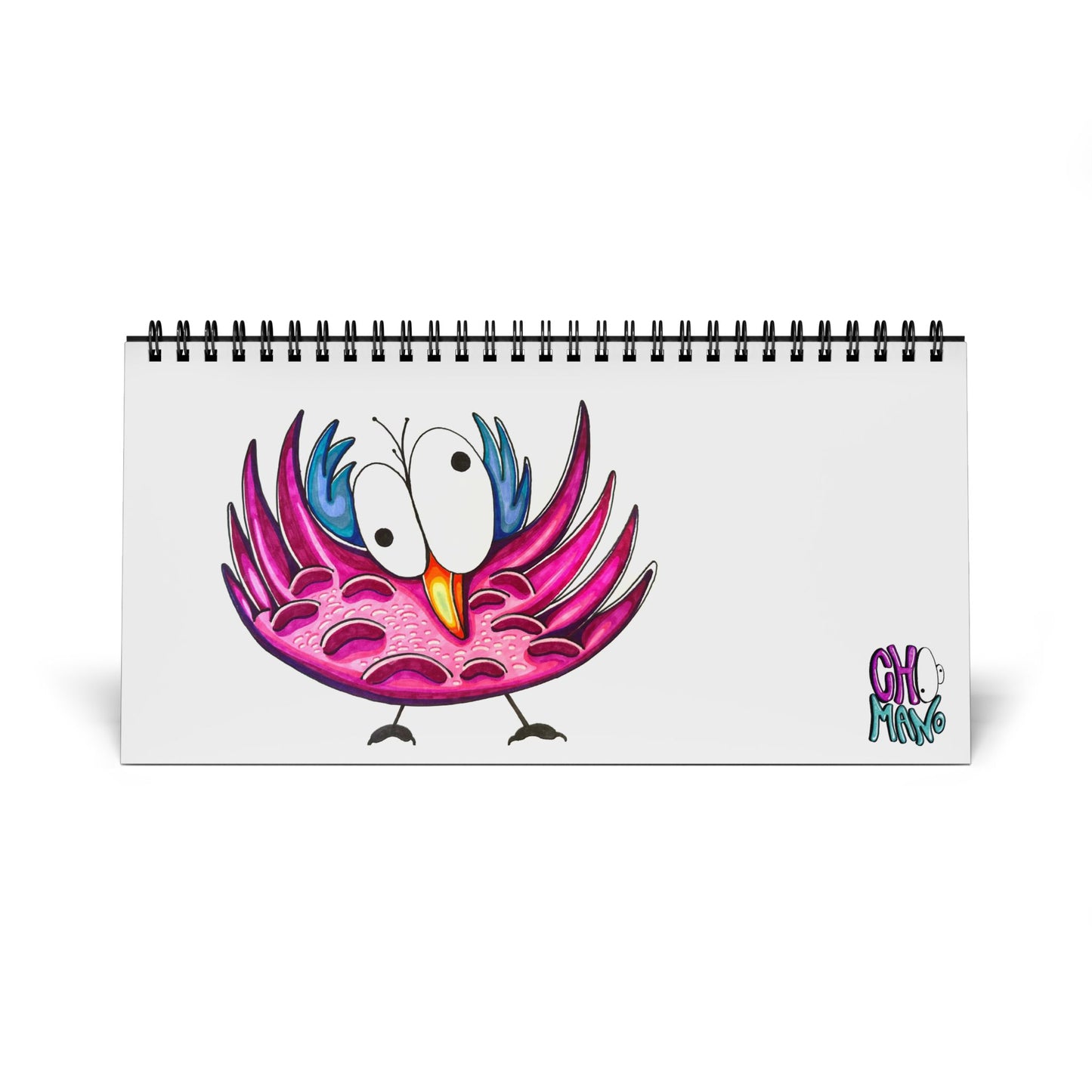 2026 Cute Pink Bird Desktop Calendar — Spiral Grid Planner for Desk