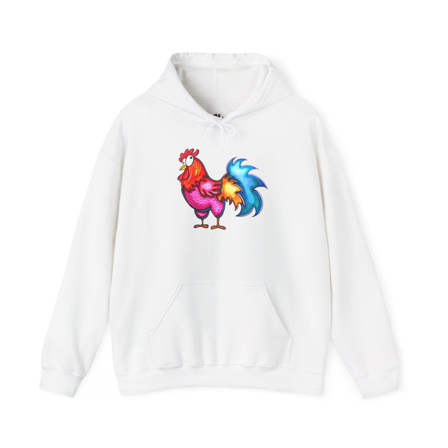 Colorful Rooster Hoodie — Vibrant Farmyard Graphic Pullover