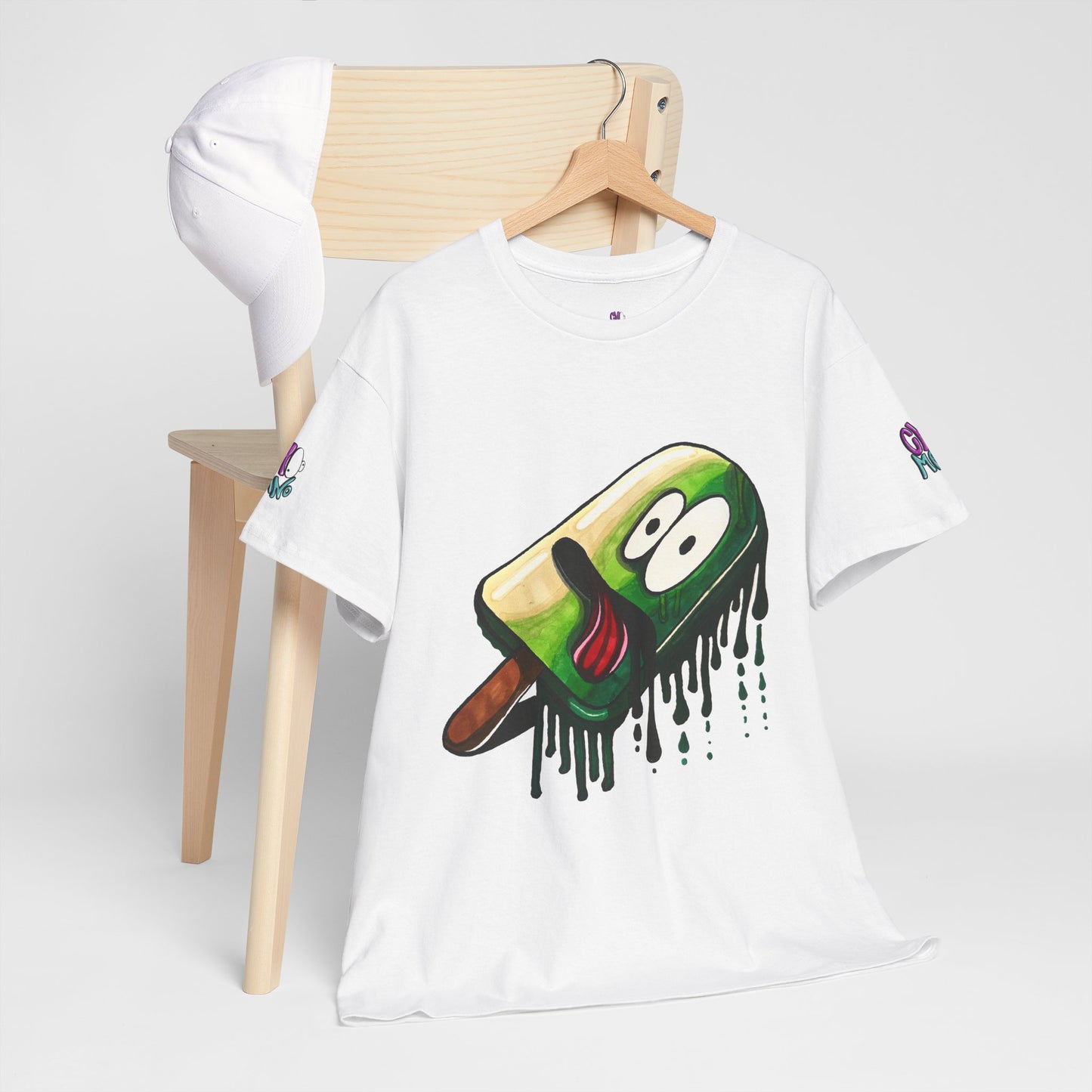 Melting Popsicle Cartoon Tee — Funny Dripping Ice Cream Graphic T-Shirt