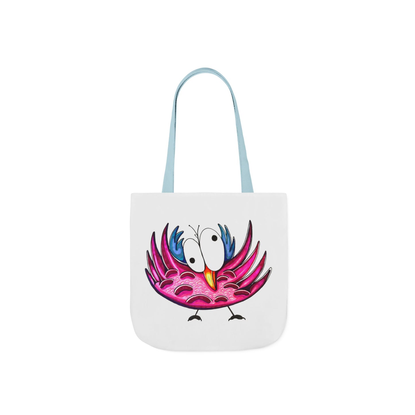 Canvas Tote Bag with Whimsical Pink Bird Design