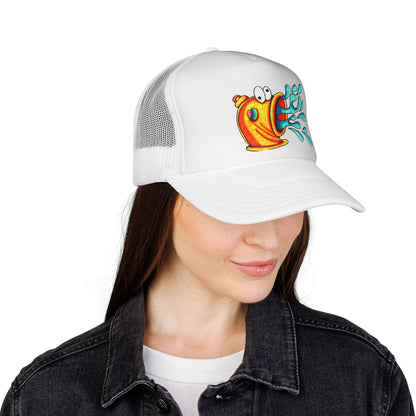 Funny Fish Spray Trucker Cap - Playful Summer Hat for Aquatic Lovers