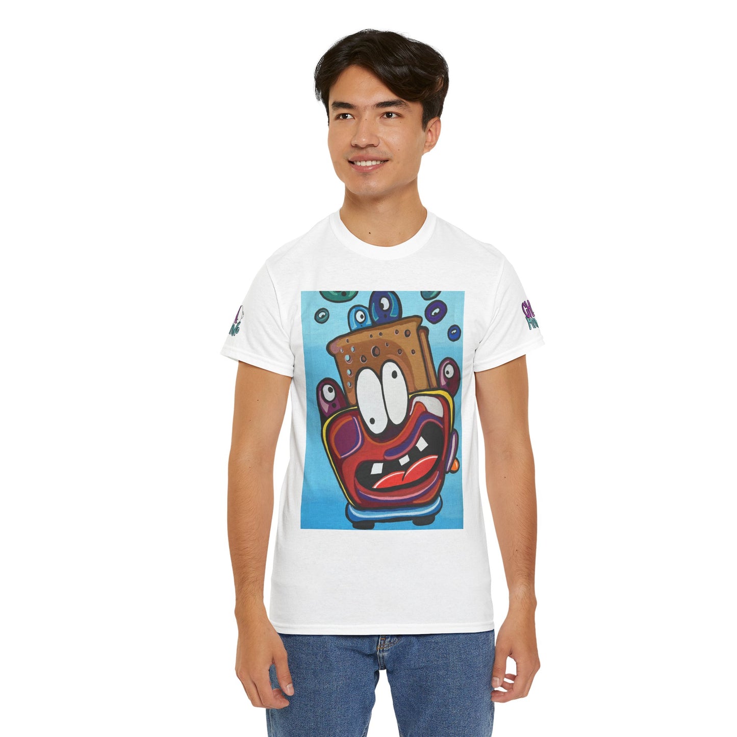 Whimsical Unisex Cotton Tee with Cartoon Design