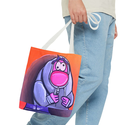 Cute Pink Character Hoodie Tote Bag — Fun Cartoon All-Over Print Tote