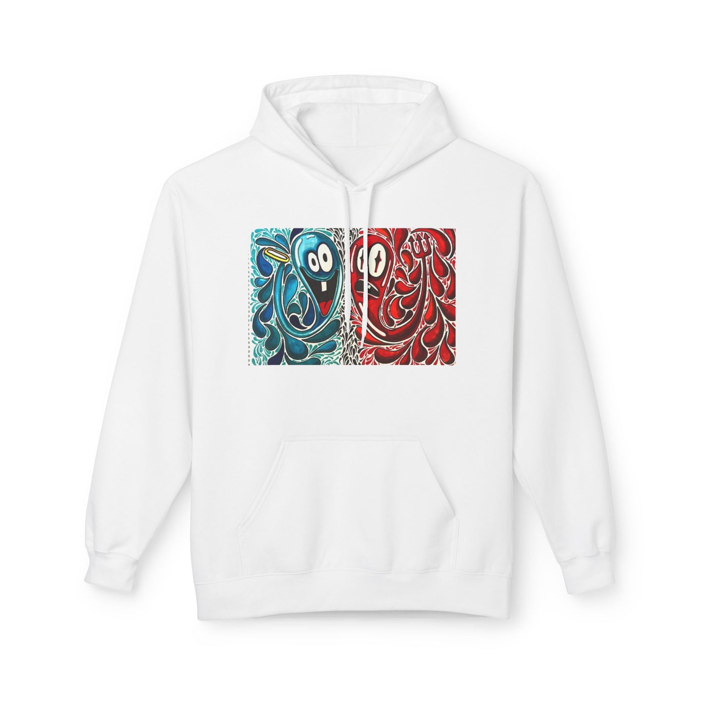 Artistic Unisex Fleece Hoodie with Whimsical Design