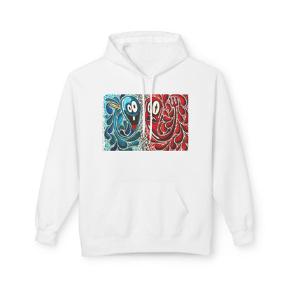 Artistic Unisex Fleece Hoodie with Whimsical Design