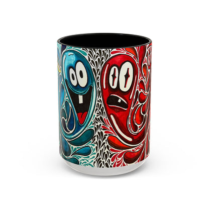 Happy Purple Monsters Accent Coffee Mug – Whimsical Art Coffee Cup (11/15oz)