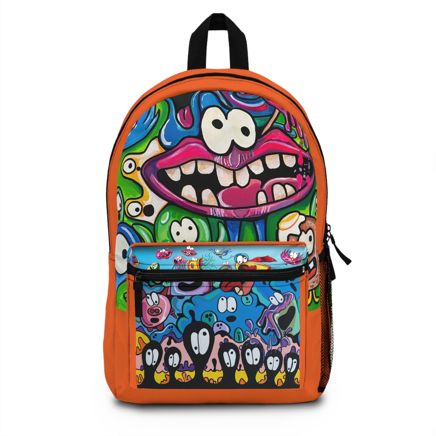 Cartoon Characters Blue Front-Pocket Backpack — Funky Kids & Teen School Bag