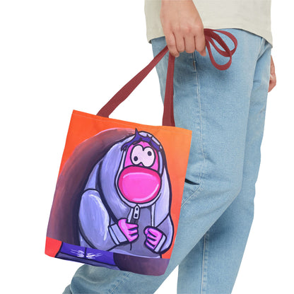 Cute Pink Character Hoodie Tote Bag — Fun Cartoon All-Over Print Tote