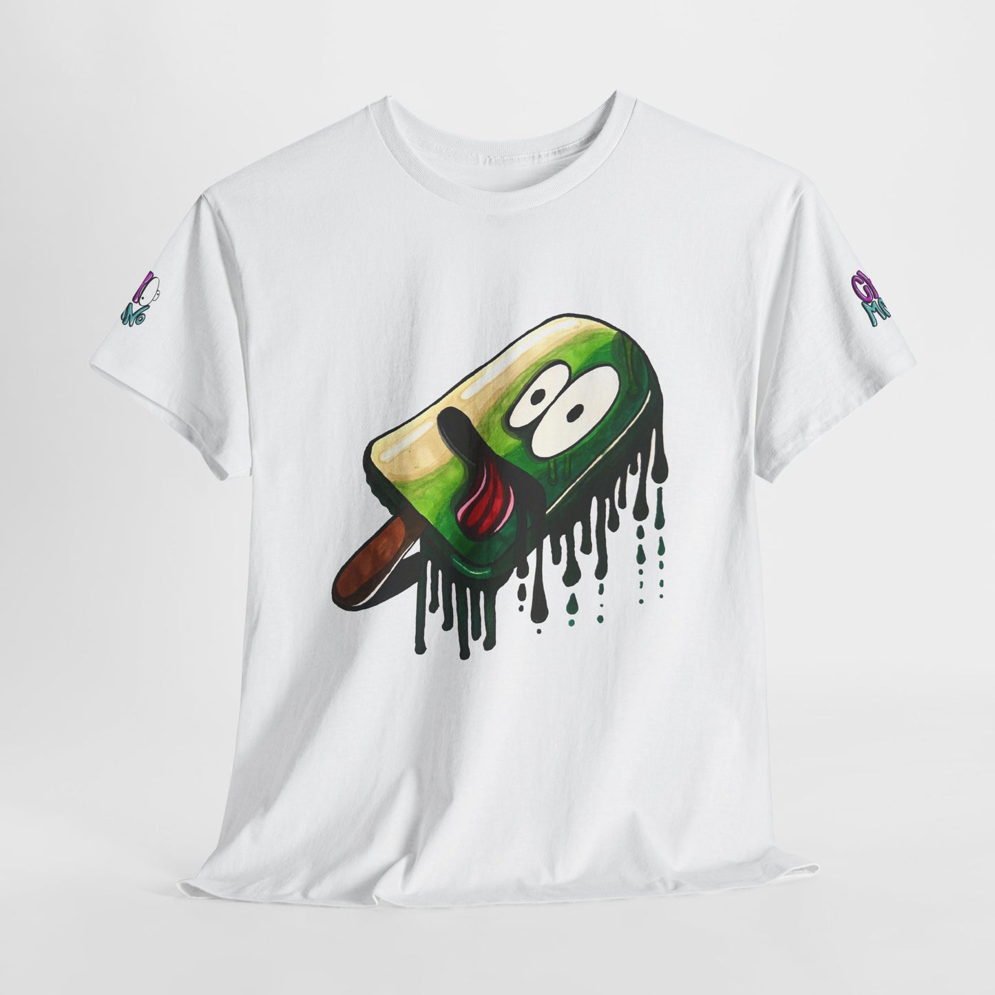 Melting Popsicle Cartoon Tee — Funny Dripping Ice Cream Graphic T-Shirt