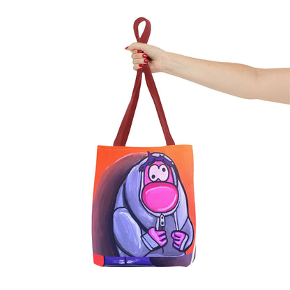 Cute Pink Character Hoodie Tote Bag — Fun Cartoon All-Over Print Tote