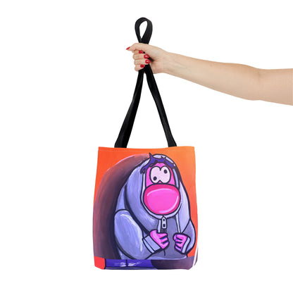 Cute Pink Character Hoodie Tote Bag — Fun Cartoon All-Over Print Tote