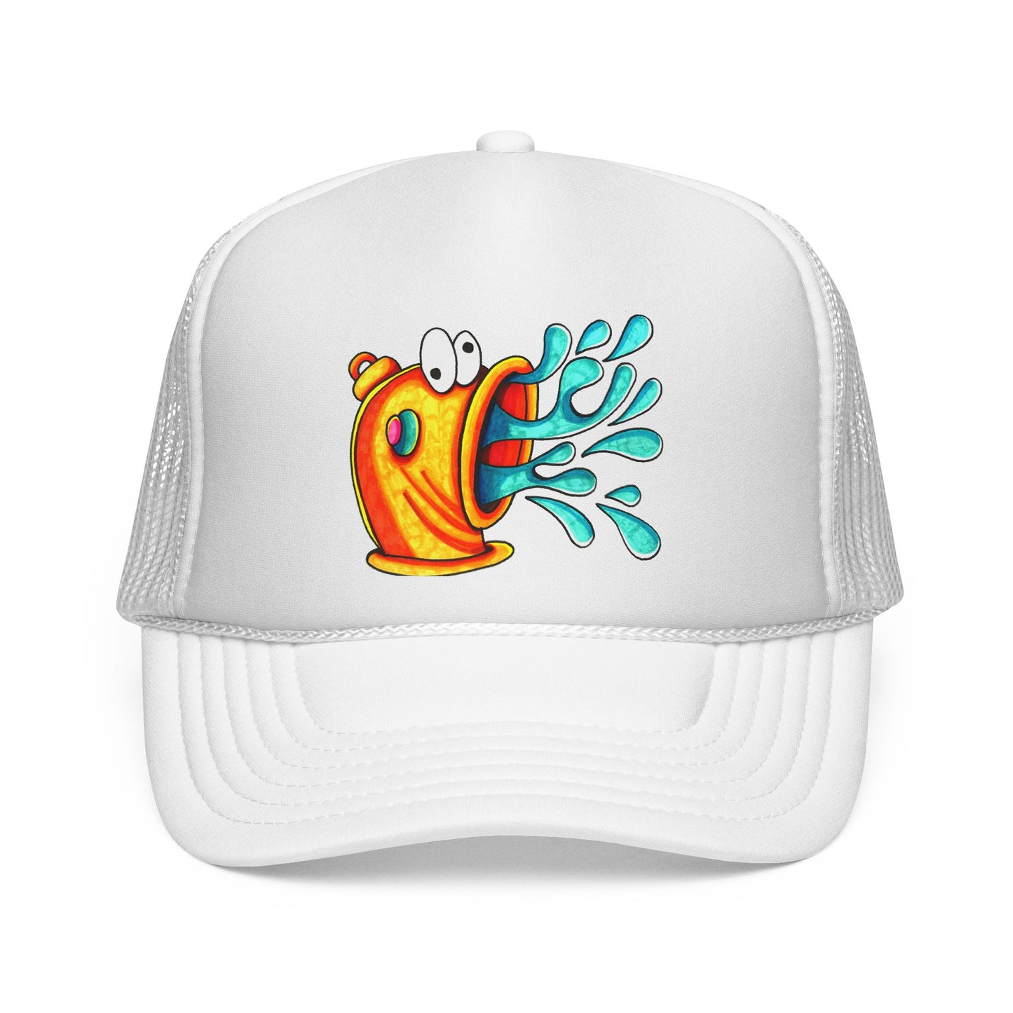 Funny Fish Spray Trucker Cap - Playful Summer Hat for Aquatic Lovers