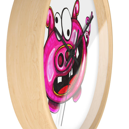 Pink Cartoon Pig Wall Clock — Cute Whimsical Nursery Decor