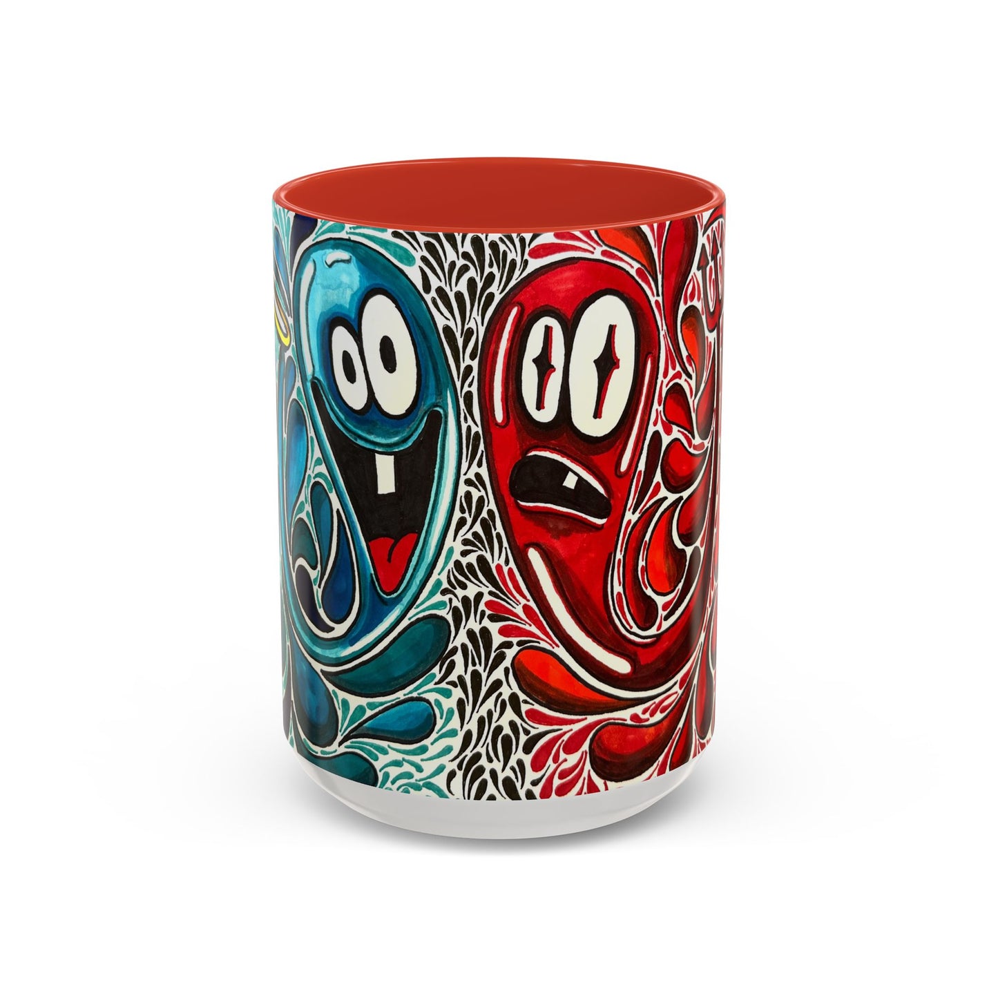 Happy Purple Monsters Accent Coffee Mug – Whimsical Art Coffee Cup (11/15oz)
