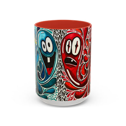 Happy Purple Monsters Accent Coffee Mug – Whimsical Art Coffee Cup (11/15oz)