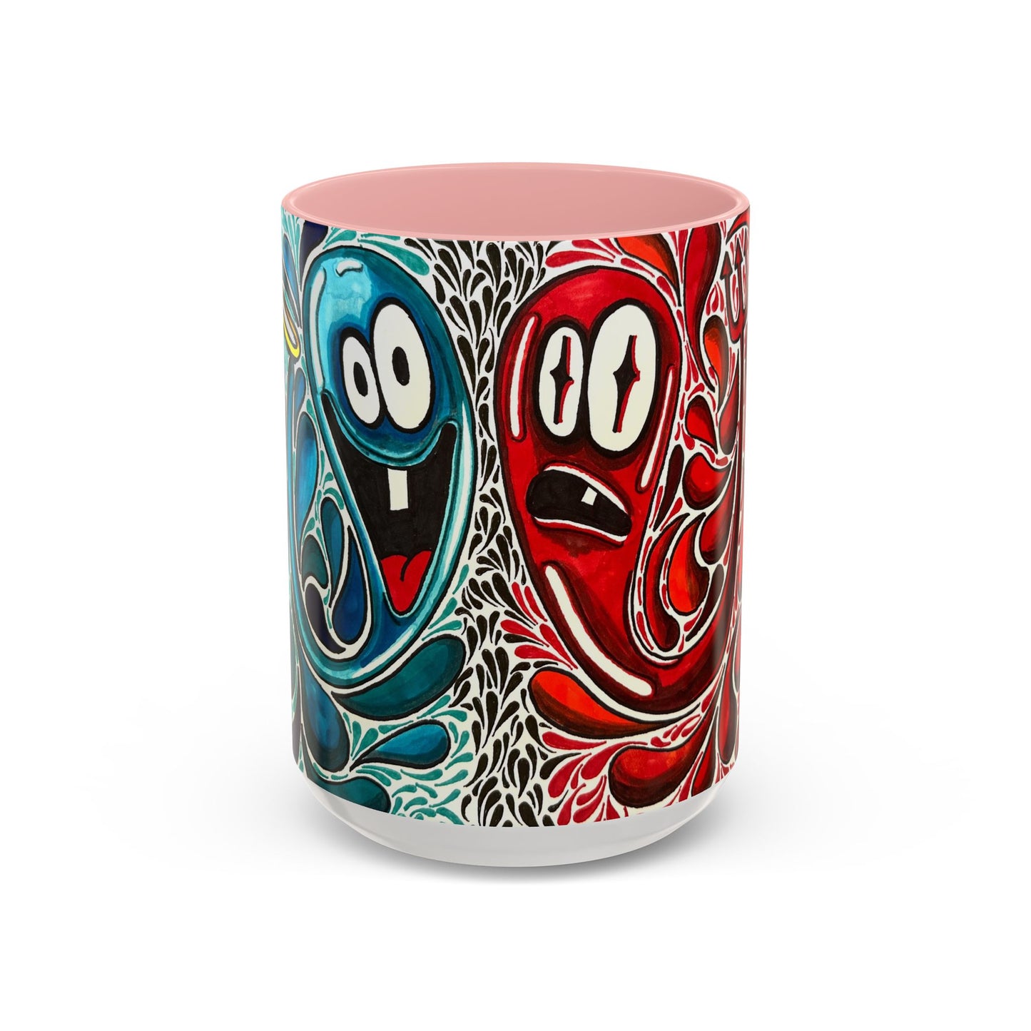 Happy Purple Monsters Accent Coffee Mug – Whimsical Art Coffee Cup (11/15oz)