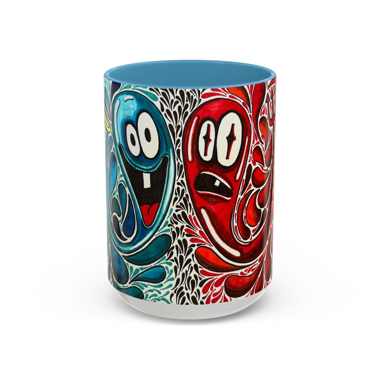 Happy Purple Monsters Accent Coffee Mug – Whimsical Art Coffee Cup (11/15oz)