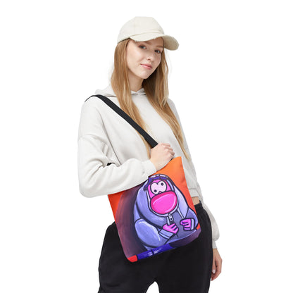 Cute Pink Character Hoodie Tote Bag — Fun Cartoon All-Over Print Tote