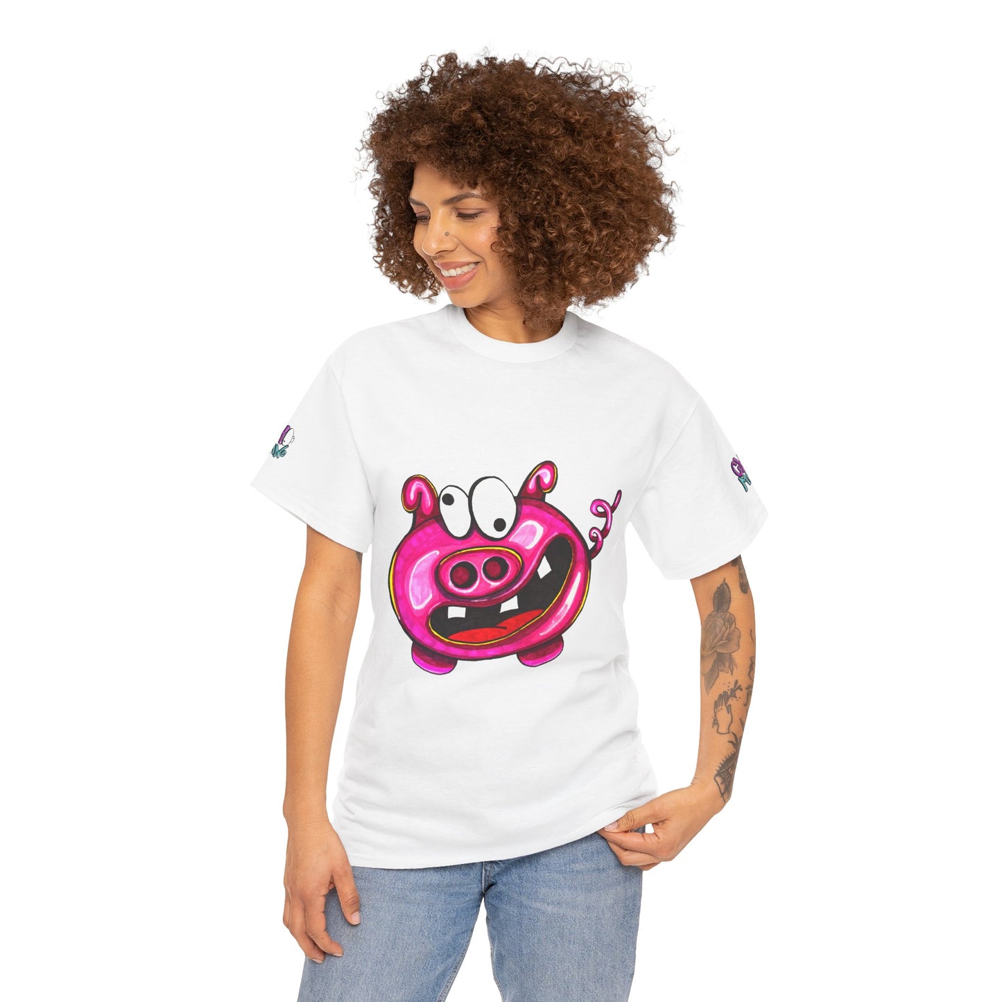 Pink Cartoon Pig T-Shirt — Cute Funny Graphic Tee