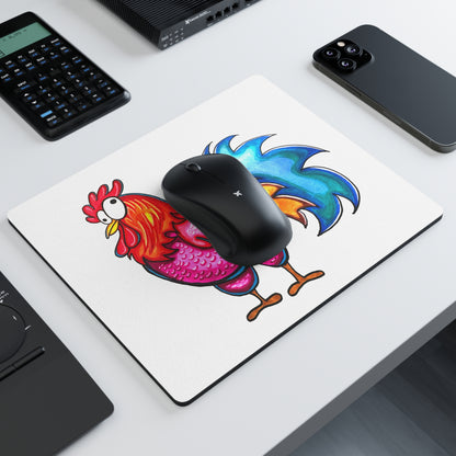 Colorful Rooster Mouse Pad — Bright Farm Animal Desk Mat