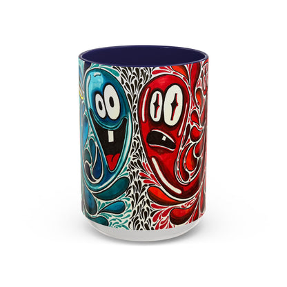 Happy Purple Monsters Accent Coffee Mug – Whimsical Art Coffee Cup (11/15oz)