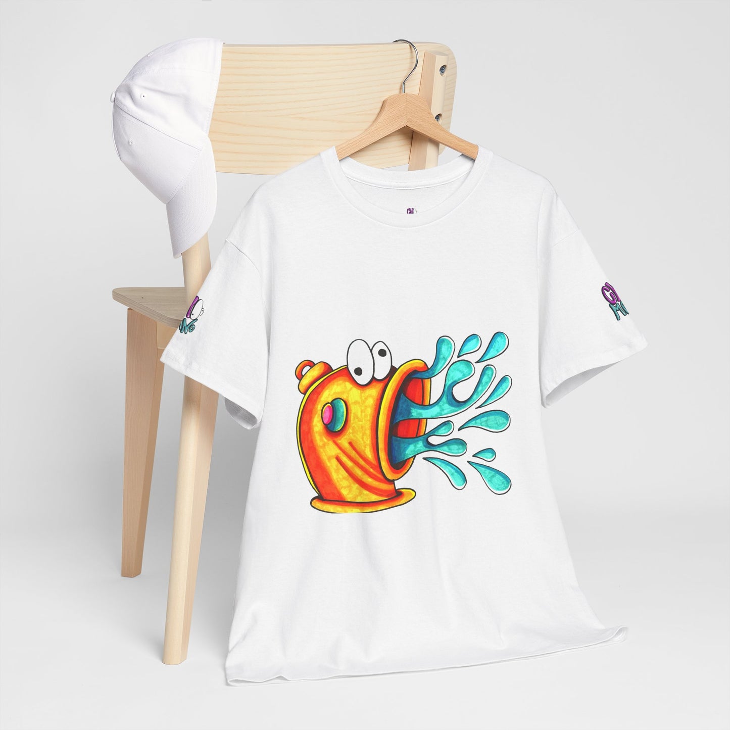 Water Cannon Graphic Tee — Colorful Cartoon Splash T-Shirt