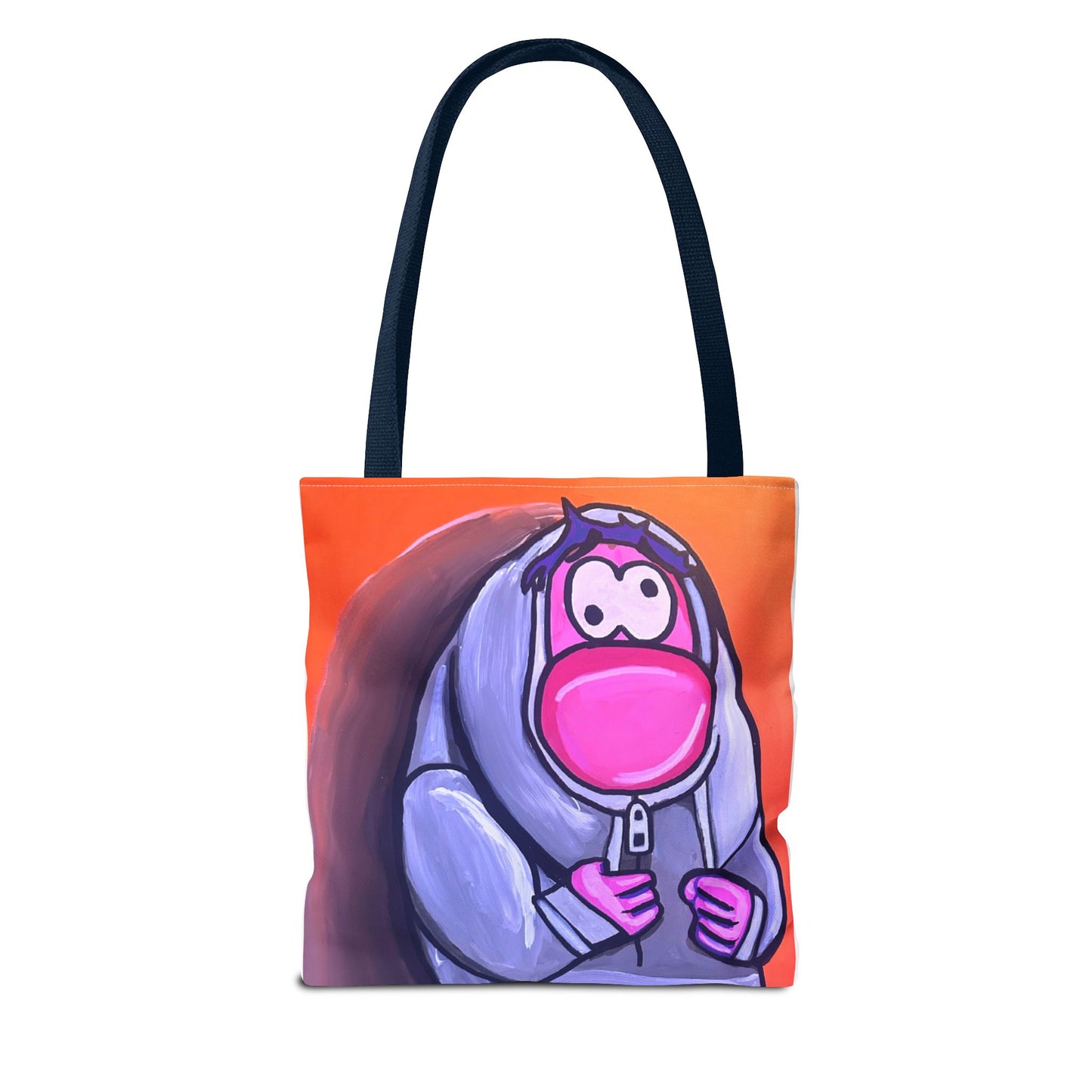 Cute Pink Character Hoodie Tote Bag — Fun Cartoon All-Over Print Tote