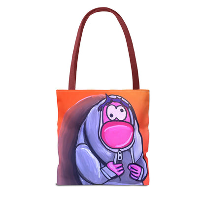 Cute Pink Character Hoodie Tote Bag — Fun Cartoon All-Over Print Tote