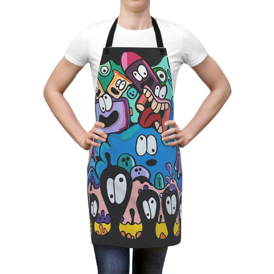 Colorful Cartoon Apron for Fun Cooking, Unique Gift for Chefs, Artsy Kitchen Decor, Great for Cooking Parties, Kids Baking