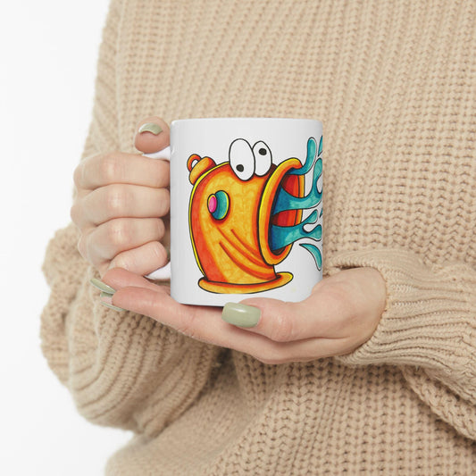 Colorful Fish Mug, Fun Cartoon Cup, Gift for Kids, Quirky Drinkware, Perfect for Birthdays, Summer Vibes, Home Decor