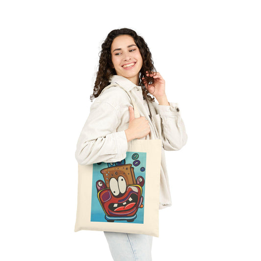 Funny Sponge Bob Inspired Cotton Canvas Tote Bag, Reusable Shopping Bag, Gift for Kids, Beach Tote, Eco-Friendly Bag