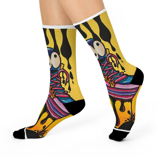 Colorful Cartoon Cushioned Crew Socks | Fun Casual Footwear, Gift for Kids & Teens, Skate Style, Streetwear Accessories, Pop Art Socks